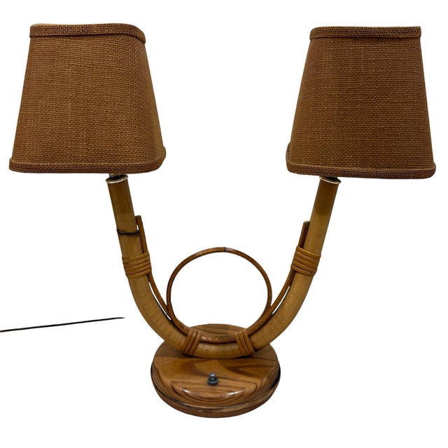 Louis Sognot Louis Sognot Attrib French Vintage Double Light Table Lamp For Sale - Image 4 of 7
