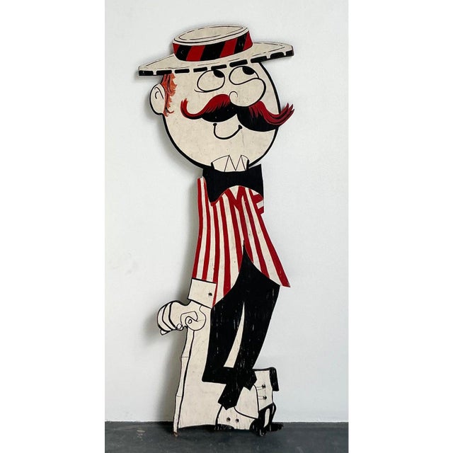 Vintage Boho Life Size Wooden Character Sign For Sale - Image 4 of 9