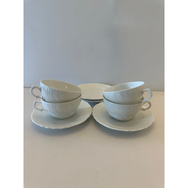 1900s Richard Ginory Italy Oversized White Tea Cup and Saucer - Set for Four(4) For Sale - Image 17 of 17