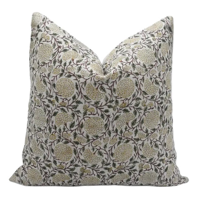 Fabdivine Indian Block Print Cushion Cover 14x20 Inch Thick Linen-Karwachauth For Sale