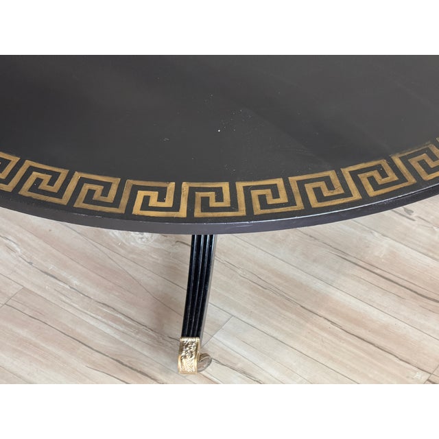 Late 19th Century English Ebonized and Gilt Decorated Single Pedestal Table For Sale - Image 4 of 10