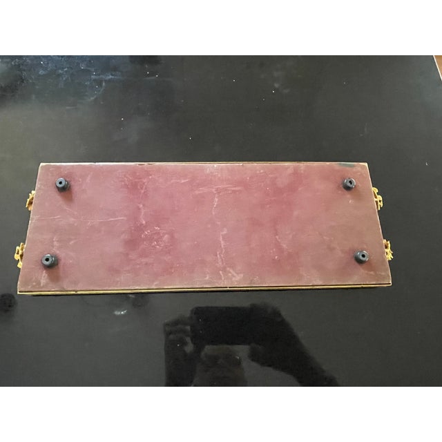 Vintage French Italian Brass Ormolu Vanity Mirrored Tray With Ivy Leaf Accents For Sale In Santa Fe - Image 6 of 6