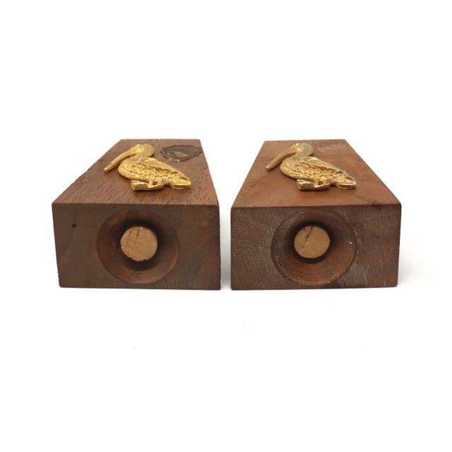 Vintage Wood and Metal Pelican Salt & Pepper Shakers - a Pair For Sale - Image 9 of 11
