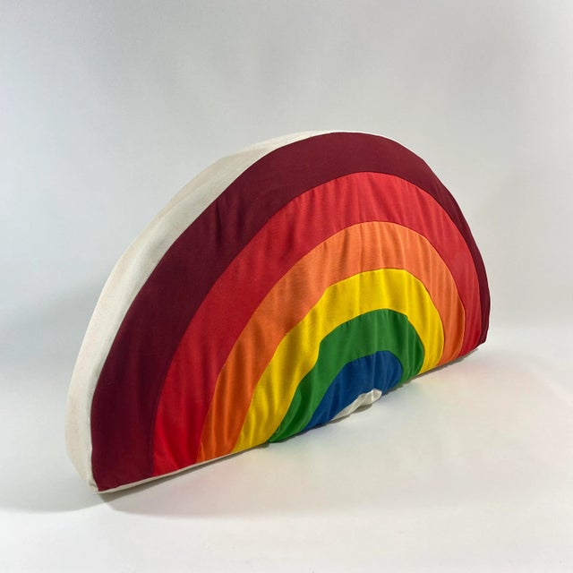Vintage 1970s Quilted Rainbow Pop Art Pillow For Sale In New York - Image 6 of 13
