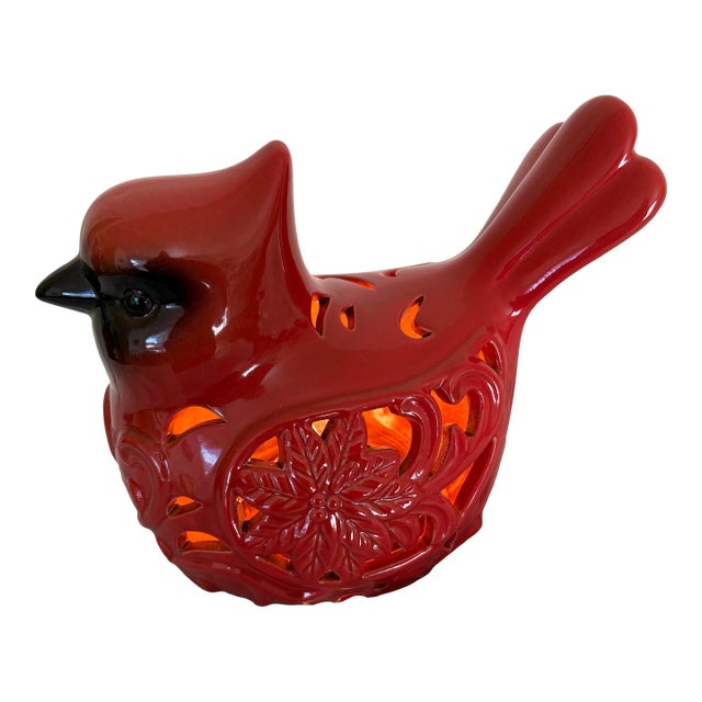 Vintage Red Cardinal Ceramic Light For Sale