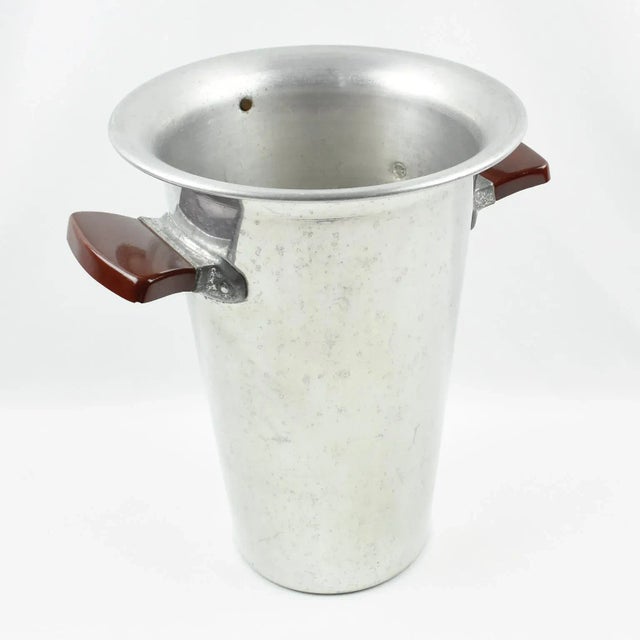 Metal Tall Aluminum Advertising Ice Bucket Wine Cooler, France 1950s For Sale - Image 7 of 11