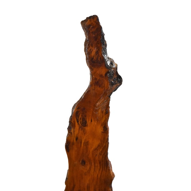 Vintage Mid 20th Century Live Edge Redwood Freestanding Clock and Shelf For Sale In Chicago - Image 6 of 10