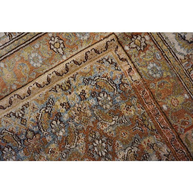 Authentic Antique Persian Bibikabad Rug in a Ivory Background With Medallion Design For Sale In New York - Image 6 of 7