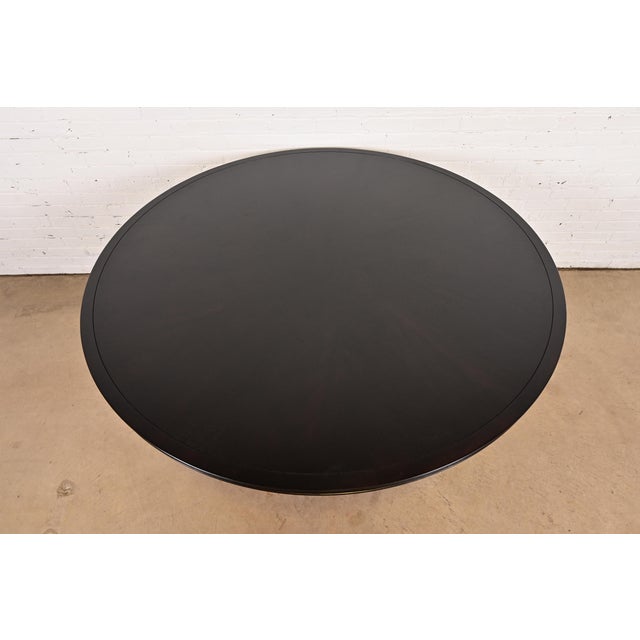 1990s Barbara Barry for Baker Furniture Modern Art Deco Mahogany Pedestal Dining Table, Newly Refinished For Sale - Image 5 of 9