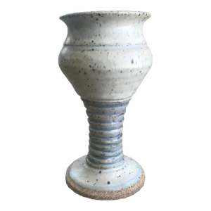 Vintage Mid-Century Modern Ceramic Studio Stoneware Pedestal Pottery Vase