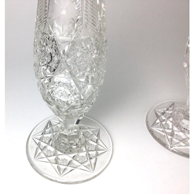 Early 20th Century Early 20th Century American Brilliant Cut Glass and Gorham Sterling Silver Vases Pair For Sale - Image 5 of 13