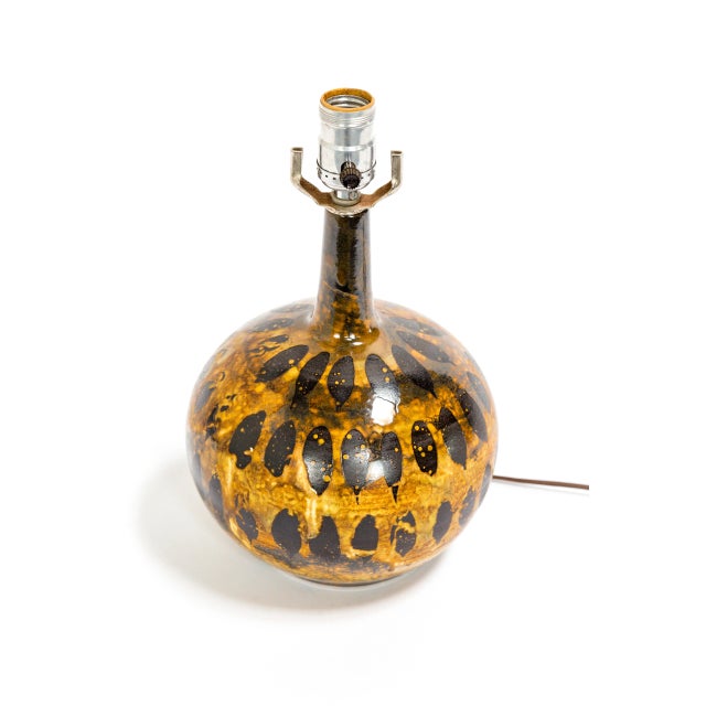 Mid-Century Modern 1970s Petite Spotted Glaze Gourd Lamp For Sale - Image 3 of 7