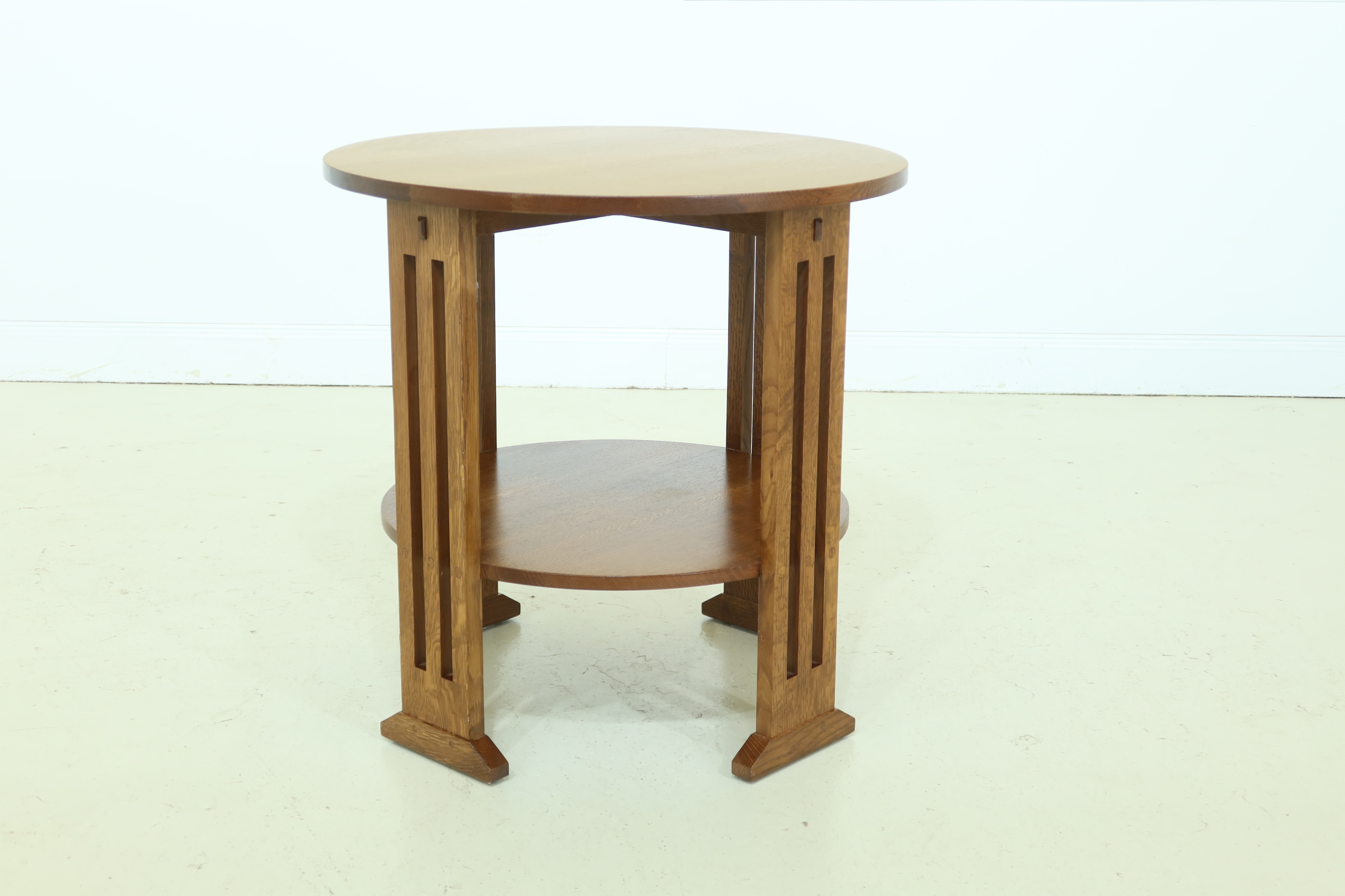 round oak lamp table