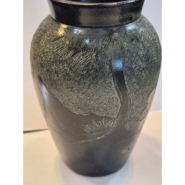 Vintage Relief Carved Soapstone Vase Italian 1960s With Deer Trees & Mountains For Sale In San Diego - Image 6 of 8