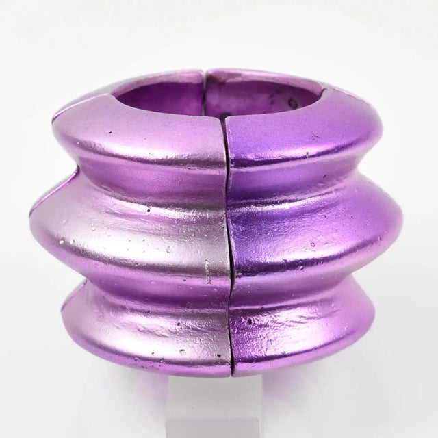 Mary Oros Extra-Wide Purple Acrylic Resin Link Bracelet For Sale In Atlanta - Image 6 of 10