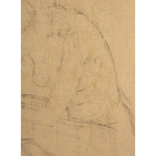 Evelyne Luez, Young Woman Wearing a Hat, Drawing on Canvas For Sale - Image 3 of 8