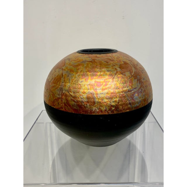 1980s Southwestern Ceramic Raku Vase by Michael Weinberg For Sale - Image 11 of 11