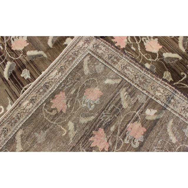 Vintage Kars Rug From Eastern Turkey With Rose Flower Design Brown, Green, Pink For Sale - Image 9 of 10