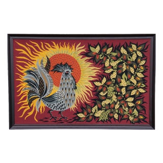 Large Vintage Art Deco Canvas Tapestry in the style of Jean Lurçat, 1950 For Sale