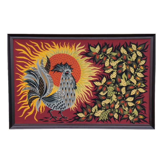 Large Vintage Art Deco Canvas Tapestry in the style of Jean Lurçat, 1950 For Sale