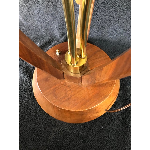 Danish Teak Wood Mid Century Modern Tulip Table Lamp With ...