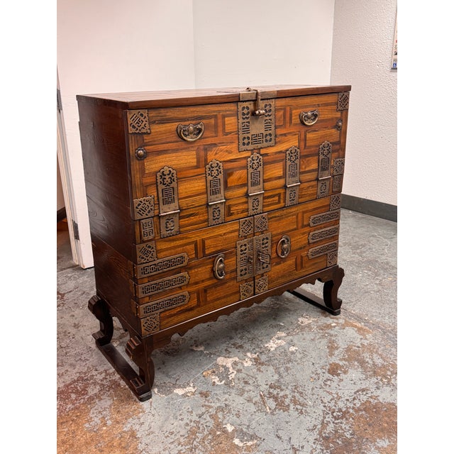 Korean Drop Front Storage Desk, Antique For Sale - Image 4 of 12