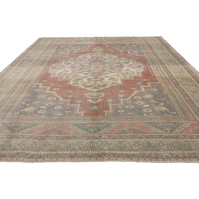 Mid-Century Modern Vintage Turkish Oushak Rug - 06'11 X 09'09 For Sale - Image 3 of 9