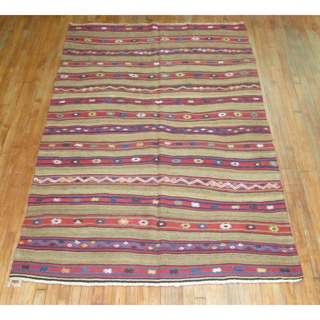 One of a kind mid 20th century Kilim flat-weave Kilims, primarily refer to a type of flat woven rug that was produced...