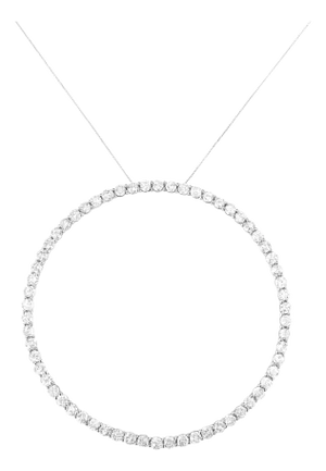 .925 Sterling Silver 5.0 Cttw Prong Set Round-cut Diamond Open Circle Hoop 18" Pendant Necklace