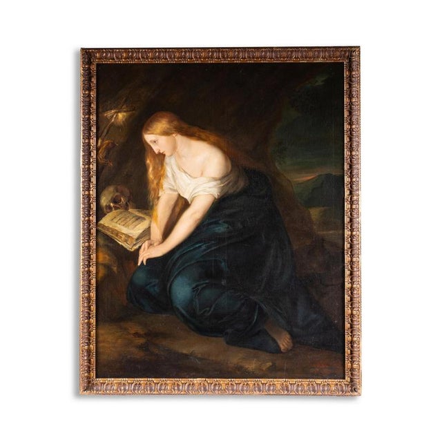 19th Century L. Louckx after van Dyck, Penitent Mary Magdalene, 1863, Oil Painting For Sale - Image 5 of 6