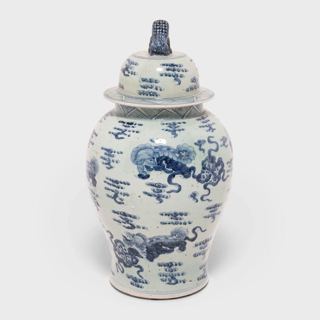 Large Blue and White Ginger Jar With Shizi For Sale - Image 4 of 8
