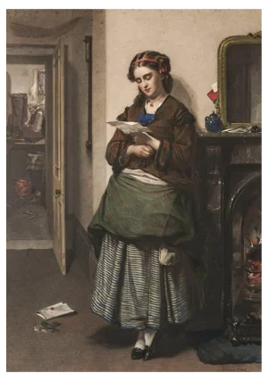 Thomas Faed RA, Reading a Letter, 1890, Lithograph