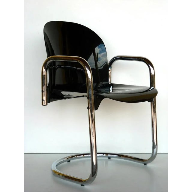 "Dessau" black chair Afra Tobia Scarpa 1974, B&B Italia Black plastic seat and chrome metal tubolar frame Excellent...
