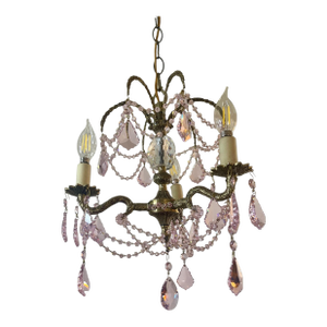 1920s Pink Strass Swarovski Petite Antique Spanish Chandelier By Nyc Designer Karen Curtis
