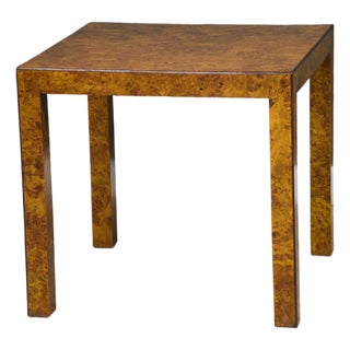 1970s Burl Italian 32” Square Dining Table For Sale
