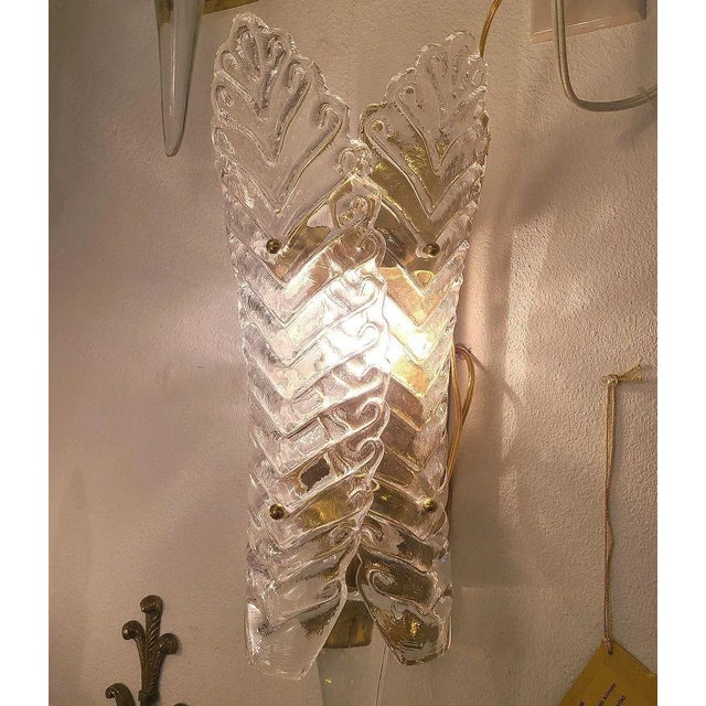 Transparent Neoclassical Murano Glass Italian Sconces 1970s For Sale - Image 8 of 12