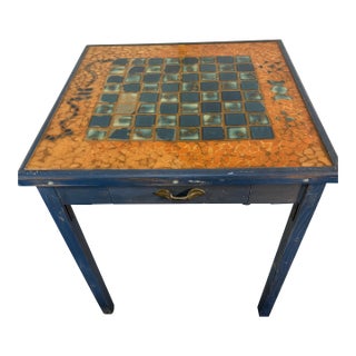 Vintage Game Chess Table With 2 Drawers For Sale