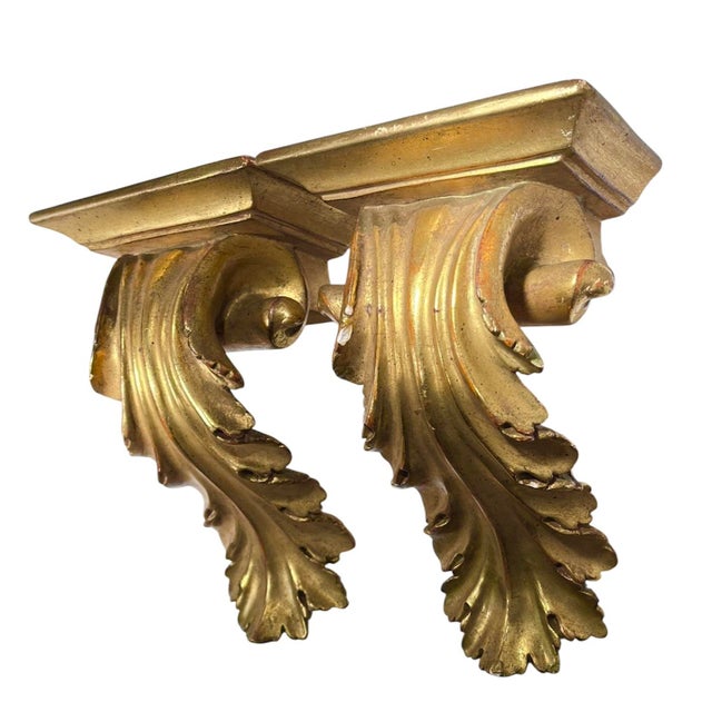 Italian Vintage Italian Gold Leaf Wall Brackets. A Pair For Sale - Image 3 of 10