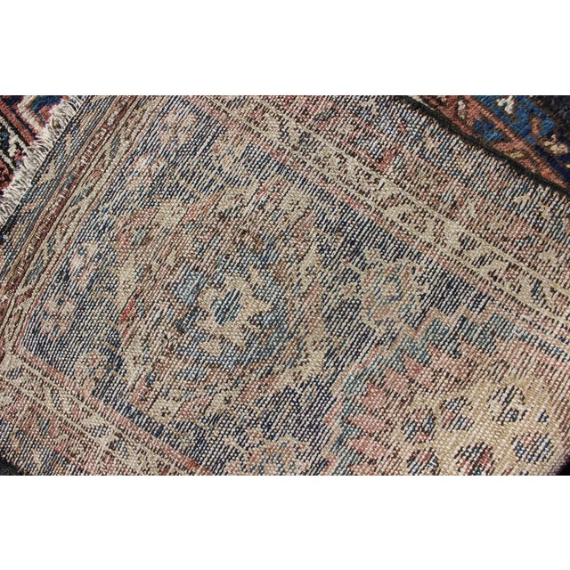 Colorful Persian Antique Karajeh Runner in Blue and Brown For Sale - Image 12 of 13