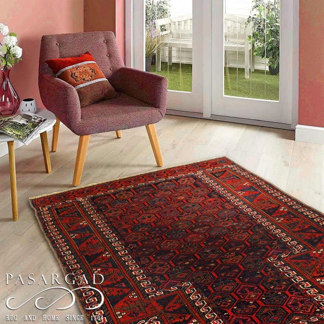 Pasargad DC Handmade Antique Afghan Baluch Rug For Sale - Image 4 of 4