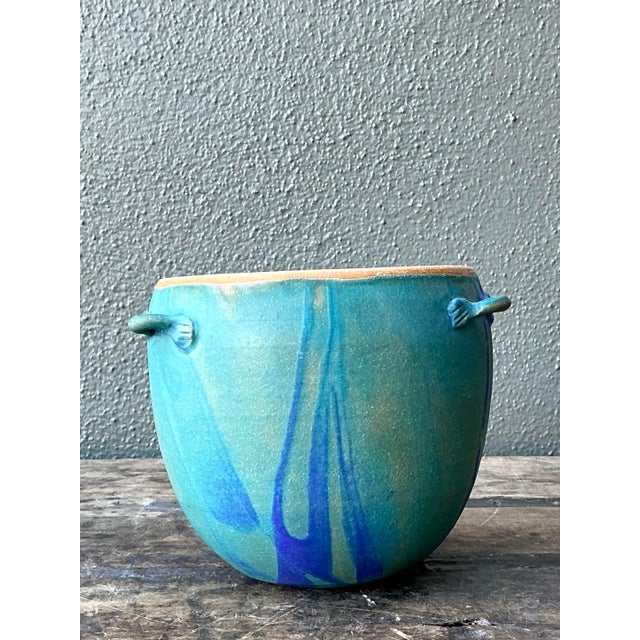 Turquoise Vintage Original Studio Pottery Bowl For Sale - Image 8 of 12