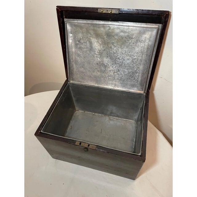 Brown Large Antique 1800's Handmade J Bramah London Lacquered Wood Pewter Humidor Box For Sale - Image 8 of 17