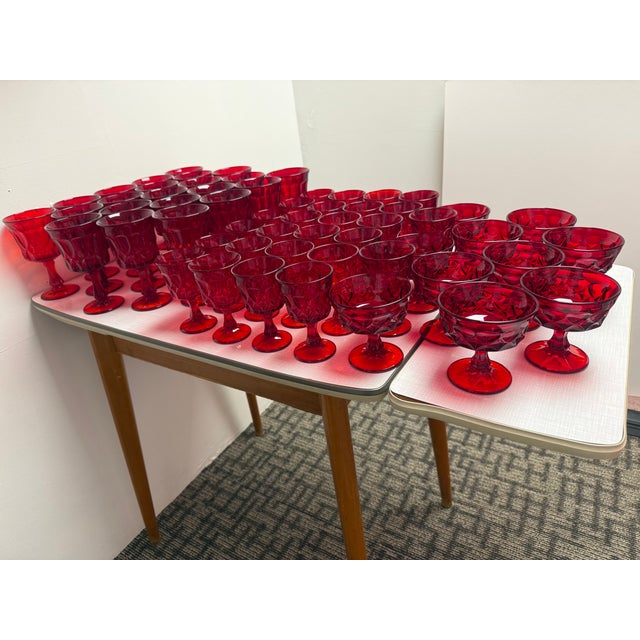 1950s 1950s Golden Peaks Geometric Diamond Patterned Glassware by Anchor Hocking - 44pcs For Sale - Image 5 of 13