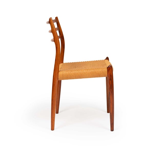 Wood Vintage Niels Otto Møller Model 78 Dining Chairs – Rosewood Danish Cord Set of 4 For Sale - Image 7 of 13