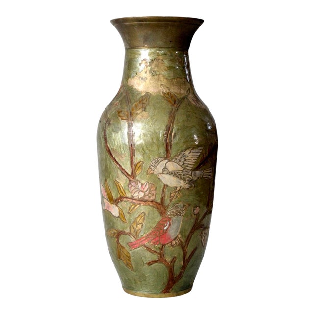 Brass Vase With Enamel Inlay Chairish