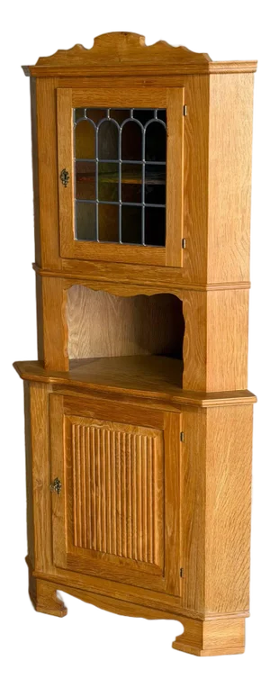 Vintage Brutalist Oak Corner Cabinet in Style of Henning Kjærnulf Danish Modern
