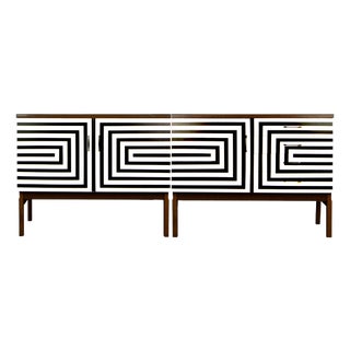 Modular Sideboard with Op Art Motif, 1970s, Set of 2 For Sale