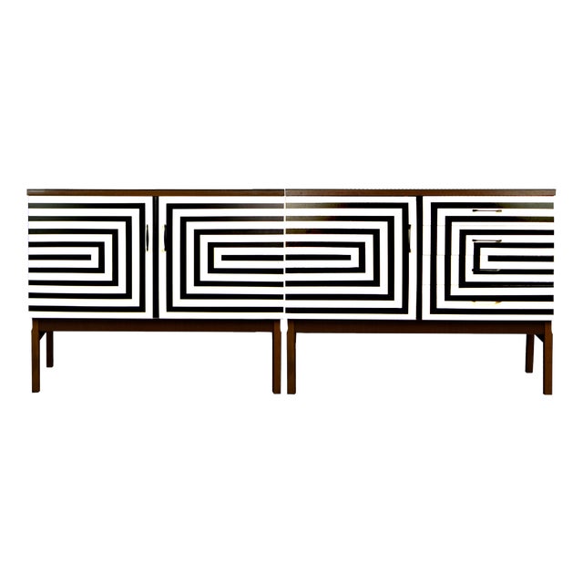 Modular Sideboard with Op Art Motif, 1970s, Set of 2 For Sale