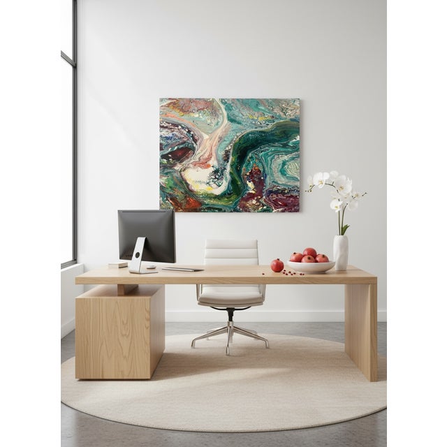 Contemporary Richard Mann Abstract Acrylic Painting on Panel, 48" X 36", California, Circa 1980s For Sale - Image 3 of 13