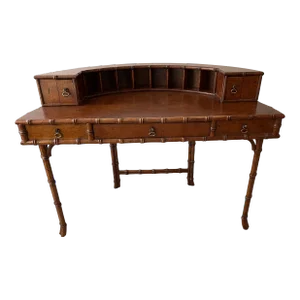 Early 20th Century Ficks Reed Bamboo Chinoiserie Writing Desk